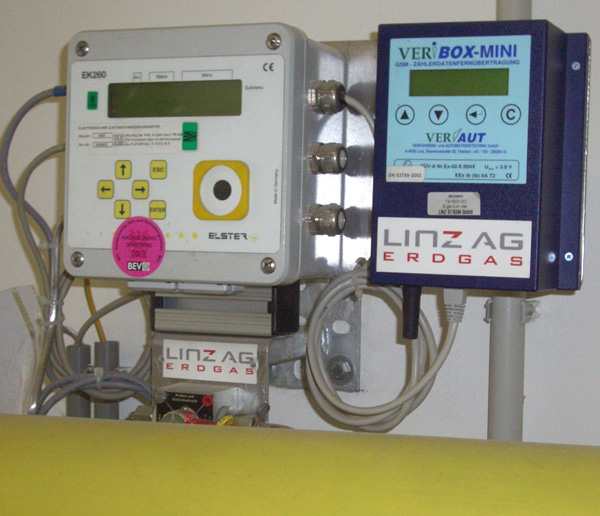 VERIBOX-MINI mit Elster EK260 Mengenumwerter bei LINZ AG Erdgas