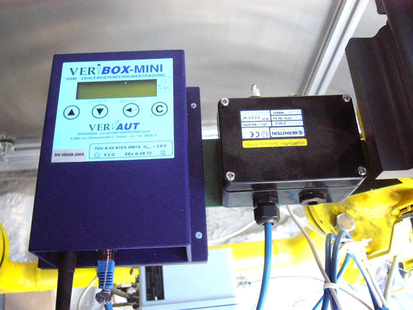 VERIBOX-MINI mit Eichplombe an einer Gasmessstelle
